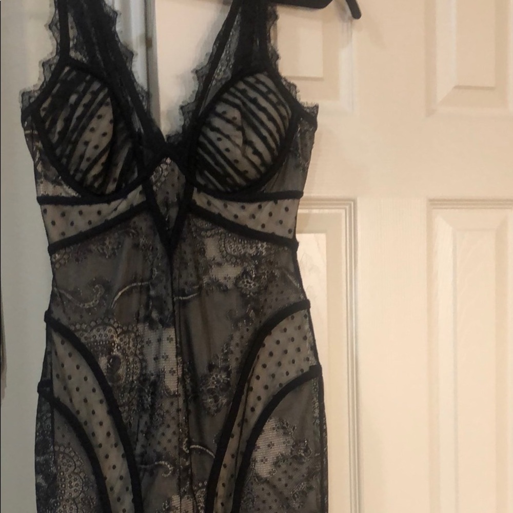 BEBE Sexy  Black Overlay Dress